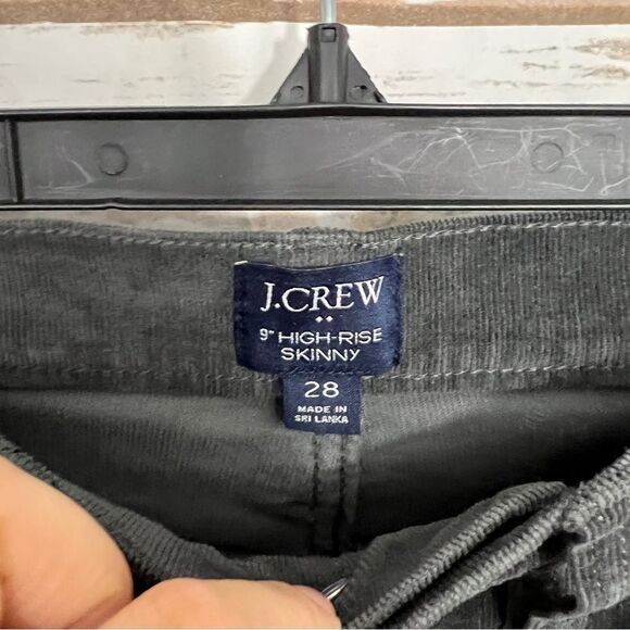 J Crew Gray 9” High Rise Skinny Corduroy Exposed Button Fly Pants - Picture 4 of 6